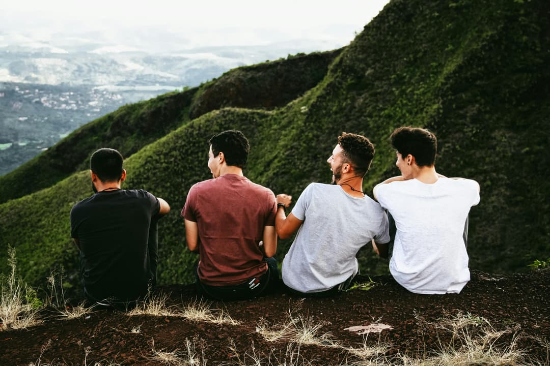 Friends sitting in nature